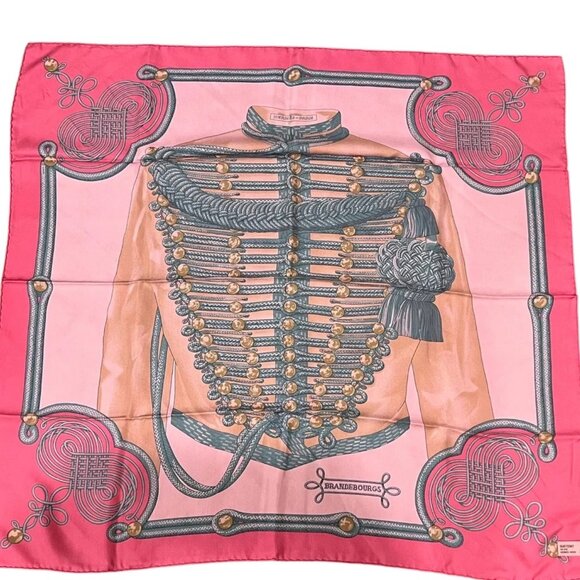 Hermes Accessories - Authentic Hermes Pink Brandebourgs Silk Scarf 90cm